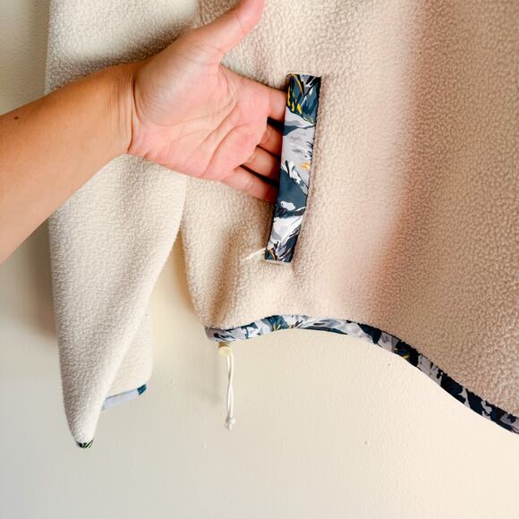 North Face x Liberty Cragmonth Cream + Blue 1/4 Snap Fleece Pullover Large - Picture 3 of 11